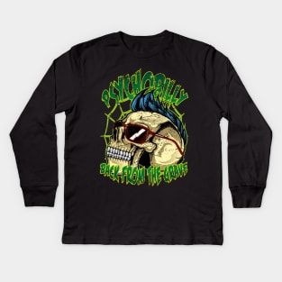 Psychobilly Skull Back from the Grave Kids Long Sleeve T-Shirt